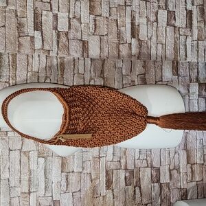 Salt+Umber Woven Tassle Bag-Rust Summer  Brown Woven Bag Brand New